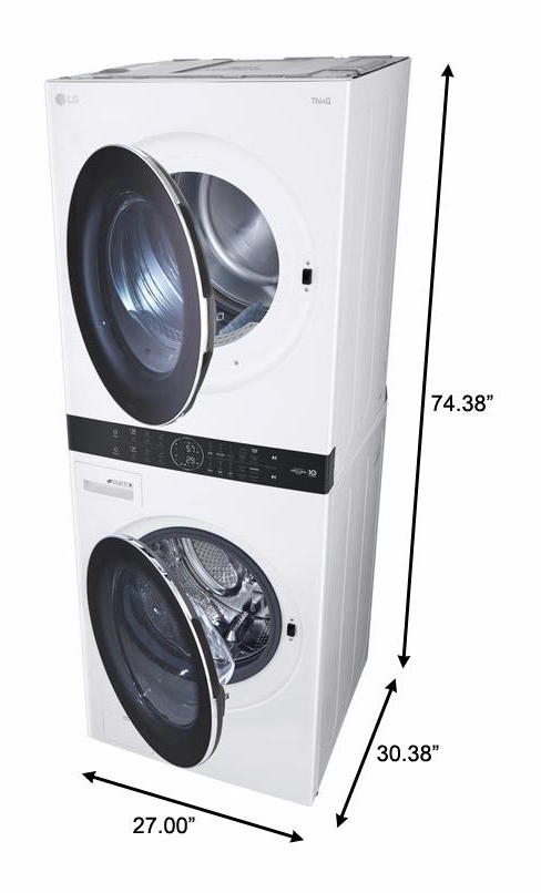 LG 27 in. White WashTower Laundry Center with 4.5 cu. ft. Washer and 7.4 cu. ft. Gas Dryer