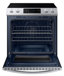 Samsung - 6.3 cu. ft. Front Control Slide-in Electric Range with Convection & Wi-Fi, Fingerprint Resistant - Stainless steel