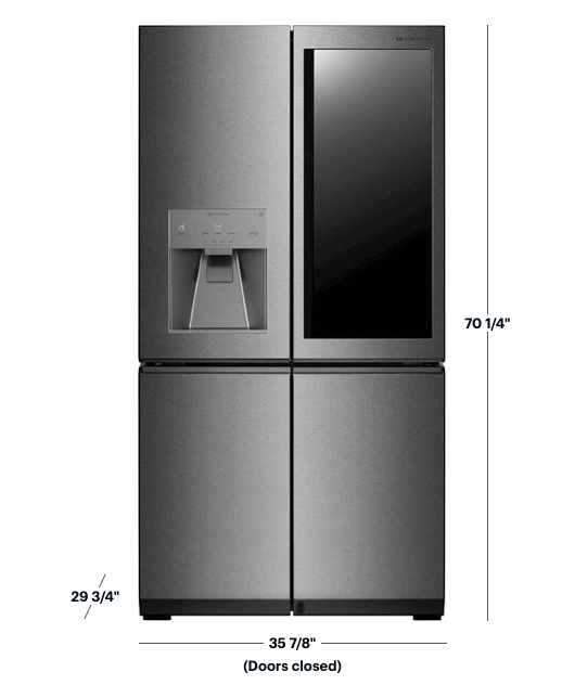 LG - 22.8 Cu. Ft. 4-Door French Door Counter-Depth Refrigerator with InstaView Door-in-Door - Textured steel