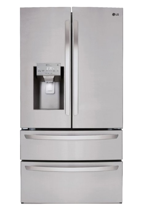 LG - 22 cu ft  Counter depth 4-Door French Door Refrigerator with WiFi - Stainless steel
