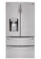 LG - 22 cu ft  Counter depth 4-Door French Door Refrigerator with WiFi - Stainless steel