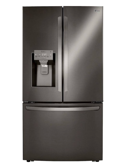 LG - 23.5 Cu. Ft. French Door Counter-Depth Refrigerator with Craft Ice - Black stainless steel