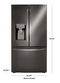 LG - 23.5 Cu. Ft. French Door Counter-Depth Refrigerator with Craft Ice - Black stainless steel