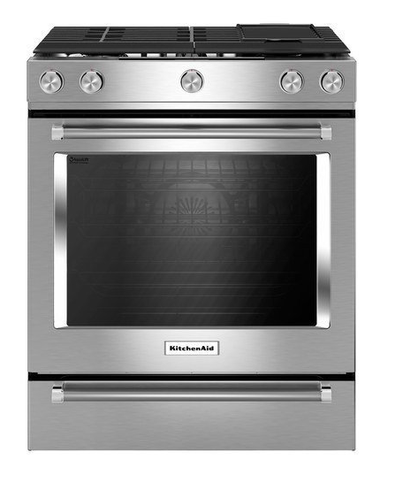 KitchenAid - 6.5 Cu. Ft. Self-Cleaning Slide-In Gas Convection Range - Stainless steel