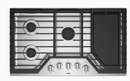 Whirlpool 5-Burner 36-in Gas Cooktop with Griddle and EZ-2-LIFT hinged grates - Stainless Steel