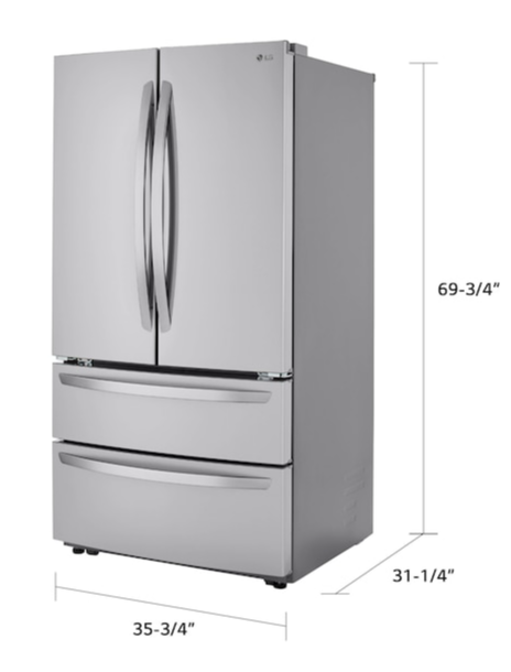 LG  22.7-cu ft 4-Door Counter-Depth French Door Refrigerator with Ice Maker (Printproof Stainless Steel) ENERGY STAR