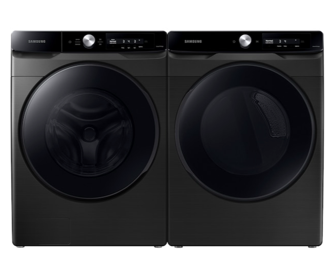Samsung  6400 High Efficiency Stackable Steam Cycle Front-Load Washer Electric Dryer Laundry set  (Brushed Black) ENERGY STAR