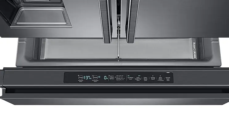 Samsung - 23 cu. ft. Counter Depth 4-Door French Door Refrigerator with Polygon Handles in Black Stainless Steel