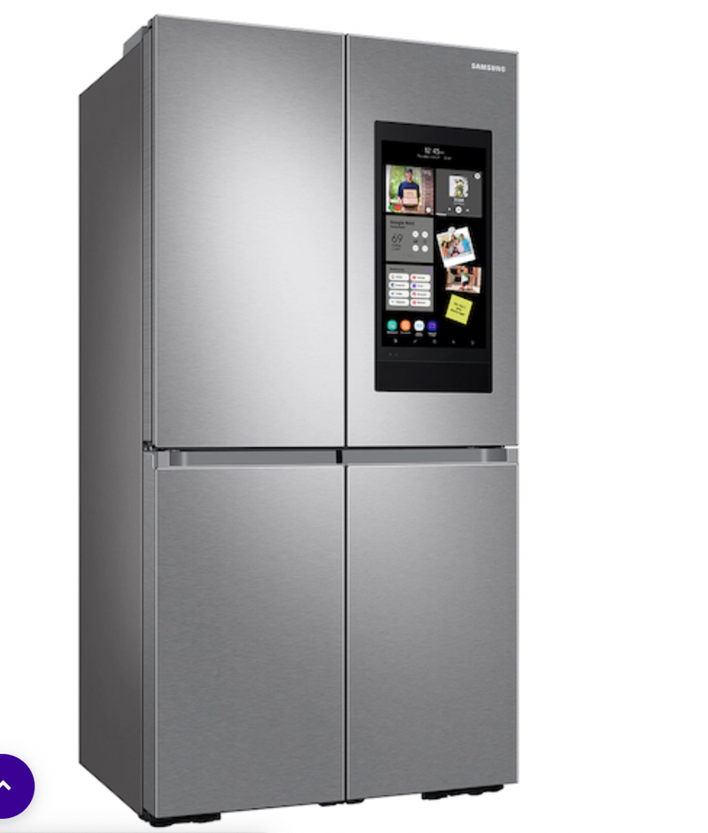 Samsung 23 cu. ft. Smart Counter Depth 4-Door Flex™ refrigerator with Family Hub™ and Beverage Center in Stainless Steel