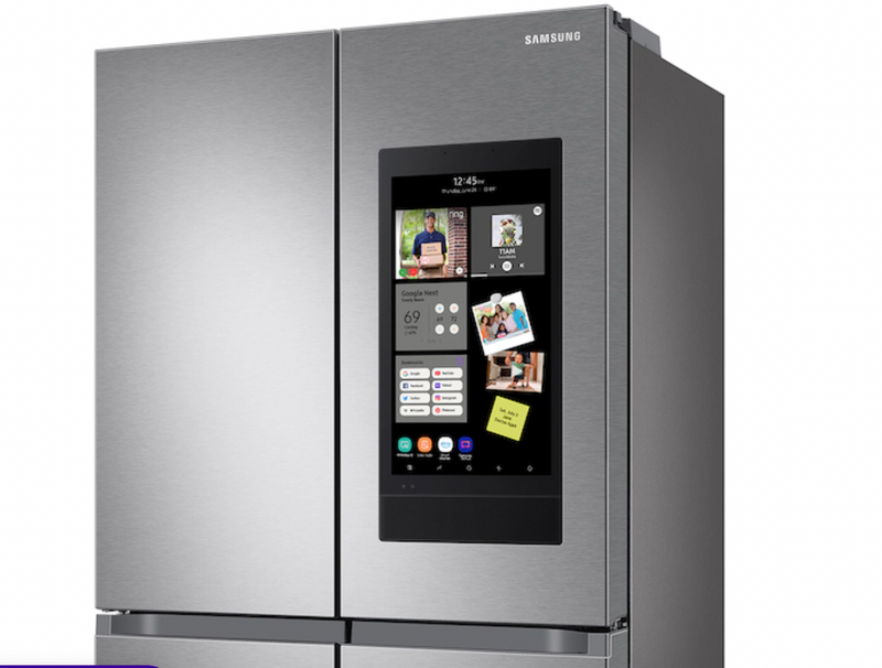Samsung 23 cu. ft. Smart Counter Depth 4-Door Flex™ refrigerator with Family Hub™ and Beverage Center in Stainless Steel