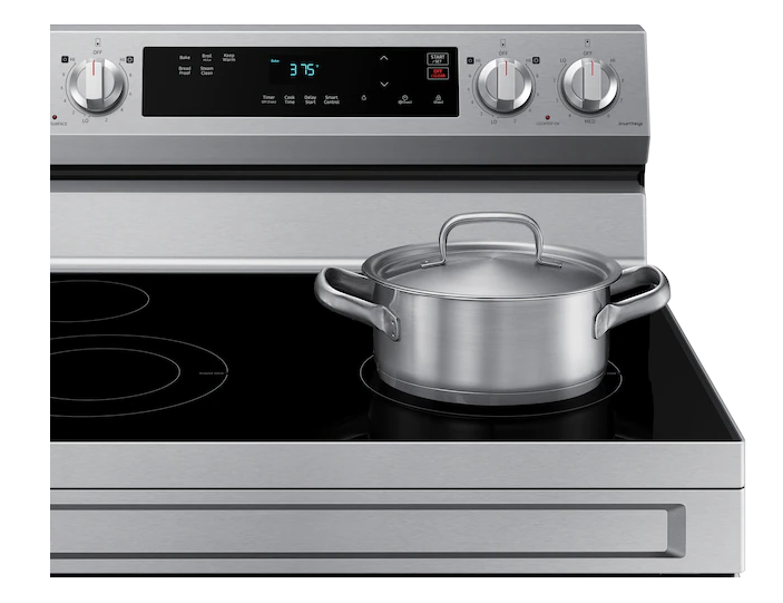 Samsung  30-in Smooth Surface 4 Elements 6.3-cu ft Steam Cleaning Freestanding Electric Range