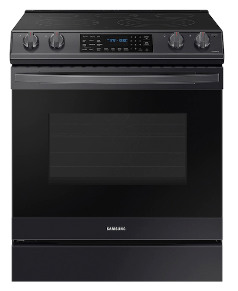 Samsung - 6.3 cu. ft. Front Control Slide-In Electric Convection Range with Air Fry & Wi-Fi - Fingerprint Resistant Stainless Steel