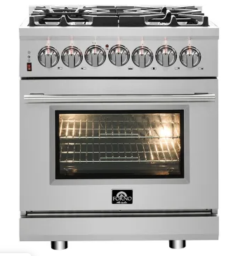 Forno Pro-Style FFSGS612536 Professional Dual Fuel Range with 6 Italian Defendi urners, 5.36 Cu. Ft. Double Oven Capacity, Cast Iron Grates, True Convection Fan, Halogen Lighting, Telescoping Racks, and ETL Listed: 36 Inch Width