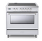 Verona Designer Series  VDFSIE365SS 36 Inch Freestanding Induction Range with 5 Element Burners, 5 Cu. Ft. Oven Capacity, Storage Drawer, Manual Clean, Flush Backguard, Color Matched Control Panel, Soft Close Oven Door, and Dual Convection Fans: