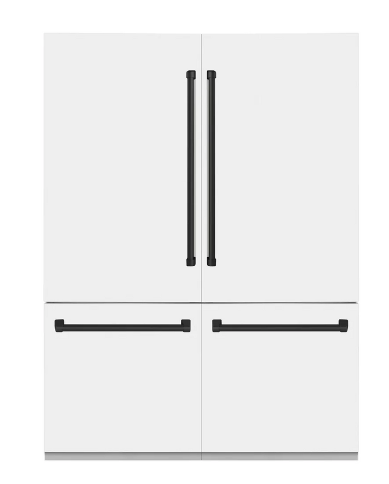 ZLINE 60-Inch Autograph Edition 32.2 cu. ft. Built-in 4-Door French Door Refrigerator with Internal Water and Ice Dispenser in Black Stainless Steel with Gold Accents (RBIVZ-BS-60-G)