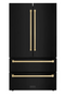 ZLINE Autograph Edition 36-Inch 22.5 cu. ft Freestanding French Door Refrigerator with Ice Maker in Black Stainless Steel with Gold Trim