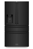 ZLINE Autograph Edition 36-Inch 22.5 cu. ft Freestanding French Door Refrigerator with Ice Maker in Black Stainless Steel with Gold Trim