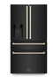 ZLINE Autograph Edition 36-Inch 22.5 cu. ft Freestanding French Door Refrigerator with Ice Maker in Black Stainless Steel with Gold Trim