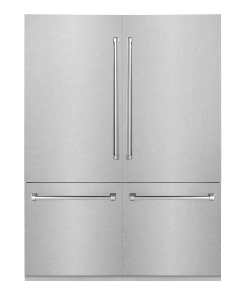 ZLINE 60-Inch Autograph Edition 32.2 cu. ft. Built-in 4-Door French Door Refrigerator with Internal Water and Ice Dispenser in Black Stainless Steel with Gold Accents (RBIVZ-BS-60-G)