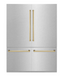 ZLINE 60-Inch Autograph Edition 32.2 cu. ft. Built-in 4-Door French Door Refrigerator with Internal Water and Ice Dispenser in Black Stainless Steel with Gold Accents (RBIVZ-BS-60-G)