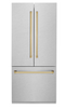 ZLINE 36-Inch Panel Ready 19.6 cu. Ft. Built-In 3-Door French Door Refrigerator with Internal Water and Ice Dispenser (RBIV-36)