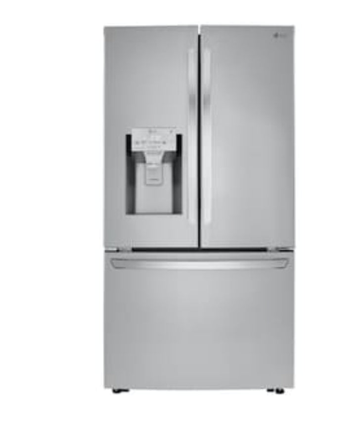 LG Smart Wi-Fi Enabled 23.5-cu ft Counter-Depth French Door Refrigerator with Dual Ice Maker (Printproof Stainless Steel) ENERGY STAR