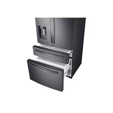 Samsung - 22.6 cu. ft. 4-Door French Door Counter Depth Refrigerator with FlexZone™ Drawer - Fingerprint Resistant Black Stainless Steel