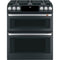 Cafe - 30-in 6 Burners 4.3-cu ft/2.7-cu ft Self-Cleaning Double Oven Convection European Element Dual Fuel Range - Black