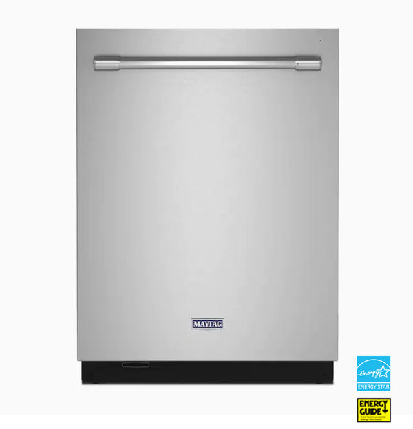 Maytag 44-Decibel Top Control 24-in Built-In Dishwasher with Third Level Rack and Dual Power Filtration - Fingerprint Resistant Stainless Steel