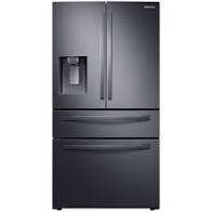 Samsung - 22.6 cu. ft. 4-Door French Door Counter Depth Refrigerator with FlexZone™ Drawer - Fingerprint Resistant Black Stainless Steel
