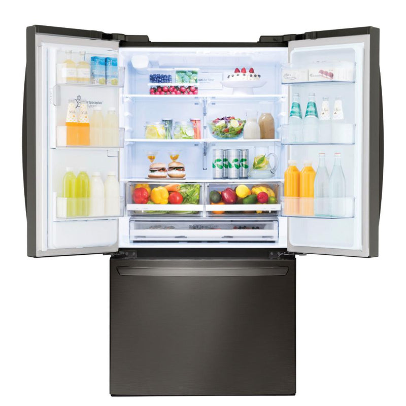 LG - 22 cu. ft. French Door Smart Refrigerator with Wi-Fi Enabled - Black Stainless Steel