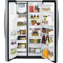 GE - 25.4 Cu. Ft. Side-by-Side Refrigerator with Thru-the-Door Ice and Water - Stainless steel