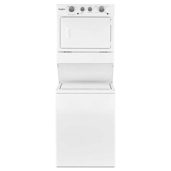 Whirlpool - 3.5 cu.ft Long Vent Gas Stacked Laundry Center 9 Wash cycles and Wrinkle Shield™ - White