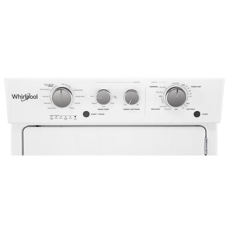 Whirlpool - 3.5 cu.ft Long Vent Gas Stacked Laundry Center 9 Wash cycles and Wrinkle Shield™ - White